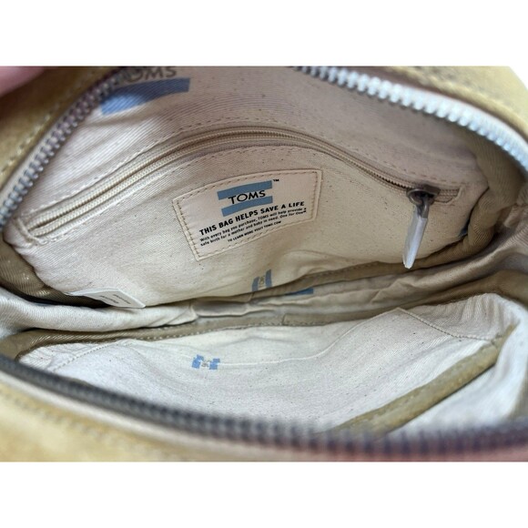 Toms Embroidered Crossbody Bag Souks Canteen Suede Embroidery Purse Oatmeal 8" - Picture 11 of 12